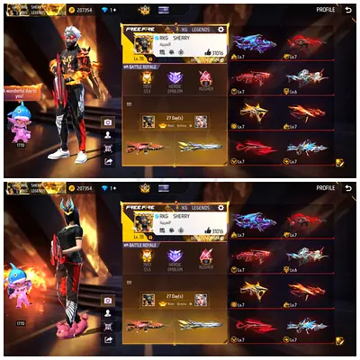 Free Fire Account with Multiple Legendary Skins and High Rank