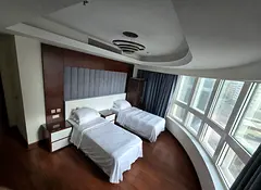 Luxurious hotel apartment room next to metro