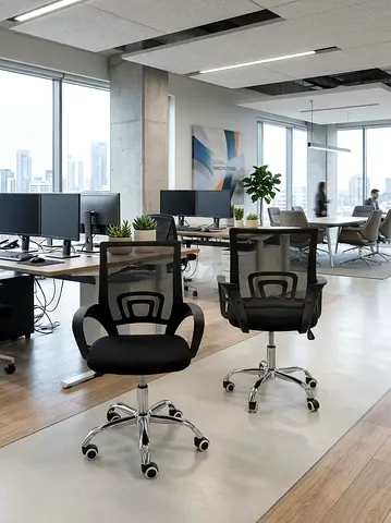 1 Black Mesh Ergonomic Office Chairs with Armrests and Wheels