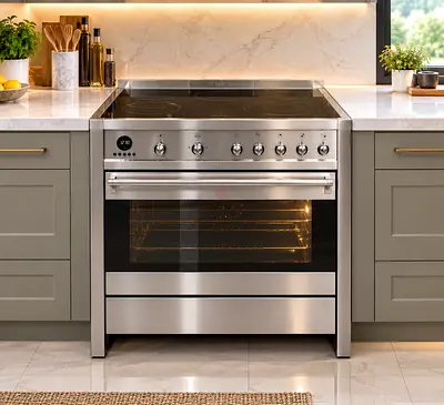 Smeg Stainless Steel 90cm Electric Range Cooker with Ceramic Hob and Oven
