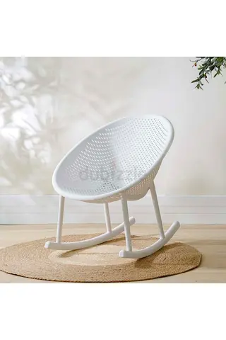 Outdoor Rocking Chair - White Plastic, Comfortable & Stylish for Outdoor Living