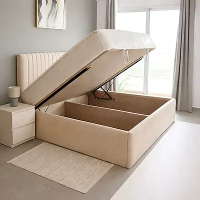 Brand New Queen Size Bed Frame Hydraulic Storage Bed good quality