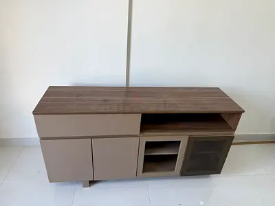 Compact modern TV cabinet / media console - light wood finish