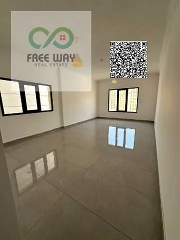 Two bedrooms and a living room, including access to a swimming pool, a gym, and parking; the kitche
