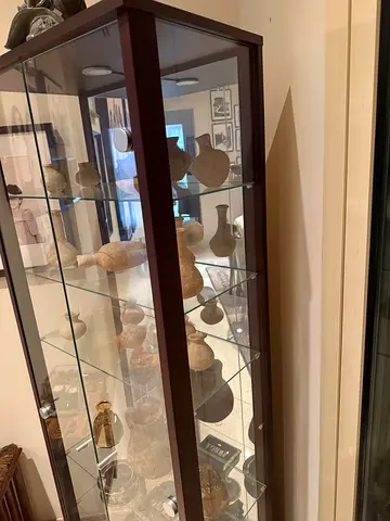 Glass Display Cabinet / Curio with Wooden Frame - Tall, 4 Shelves