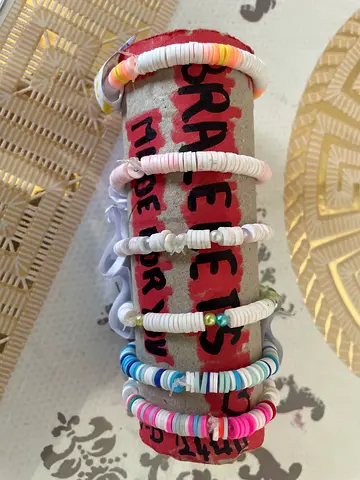 Set of 6 colorful beaded bracelets — handmade casual stack