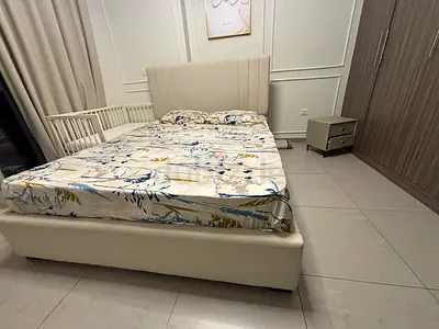 Queen Bed Frame with bed- no damage at all