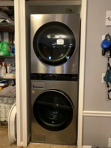Lg Stacked Washer and Dryer - 12/10kg Stainless Steel Finish (Good Condition)