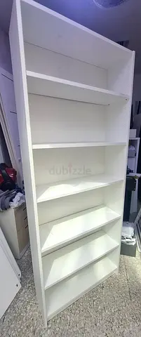 White Tall Bookshelf / Display Shelves - Good Condition