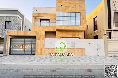 For Rent : Villa in Al Yasmeen Ajman _ Majlis, living room _ 5 master bedrooms _ Annual rent : AED