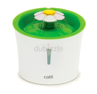 Catit Flower Fountain - Electric Water Fountain for Cats (Green/White)