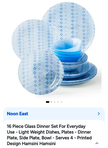 16-piece Blue Glass Dinnerware Set (Plates & Bowls) - Lightweight
