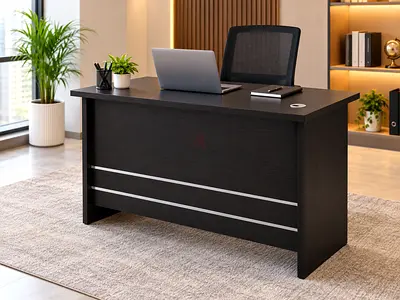 Modern Walnut Office Table 100cm – Single Person Office Desk with 3 Drawers
