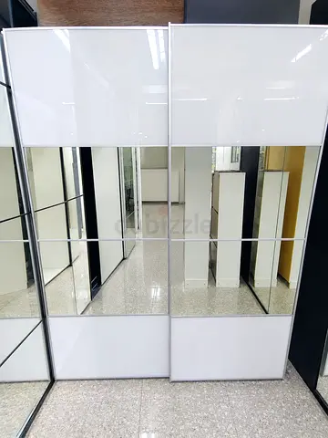 White sliding wardrobe doors with mirror panels - 2-door set