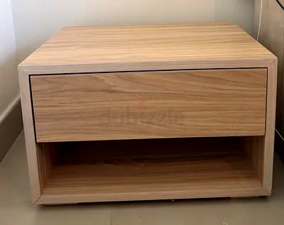 Pair of Light Wood Bedside Tables (Drawer + Open Shelf)