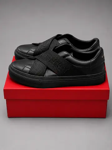 Black Givenchy Leather Slip-On Sneakers Size EU 43 — Excellent Condition