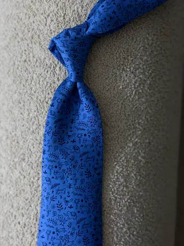 Hermes Blue patterned men's silk tie - slim design