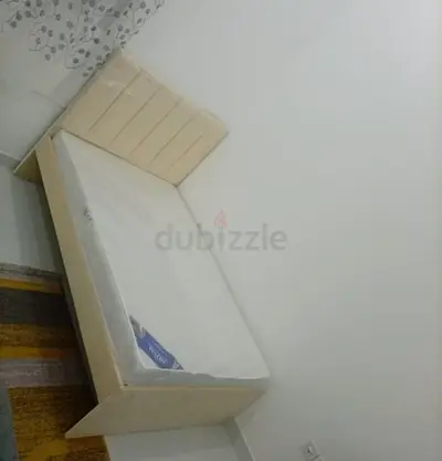 Beige double 120x190 bed frame with mattress - new