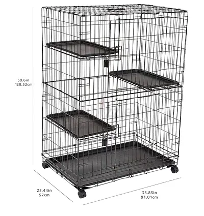 3-Tier Wire Small Animal Cage with Trays & Wheels