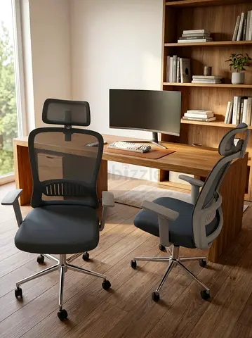 Ergonomic Mesh Office Chair with Headrest – Set of 2, Good Condition