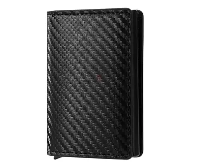Slim Carbon Fiber Pattern RFID Wallet - Black
