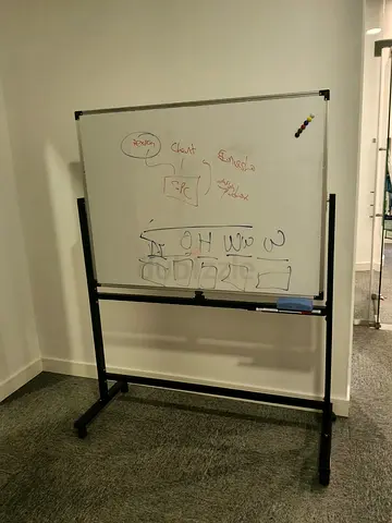 Mobile Double-Sided Whiteboard on Rolling Stand - Good Condition