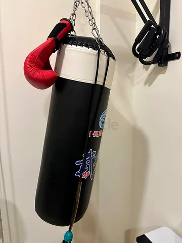 Heavy Punching Bag with One Glove — Good Condition