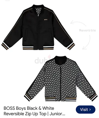 Boss boys jacket black & white reversible brand new