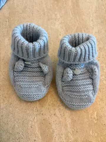 Tartine et Chocolat Knit Baby Booties / Wool Cashmere Baby Blue