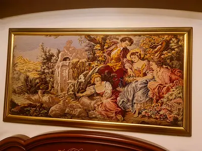 romantic, pastoral, and vintage French aesthetic of the piece.