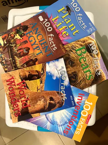 Set of 5 '100 Facts' Nonfiction Books - World Wonders, Ancient Egypt, Inventions, Bears, Plant Life