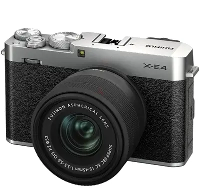 Fujifilm X-E4 mirrorless camera with 13-33mm XC kit lens - silver