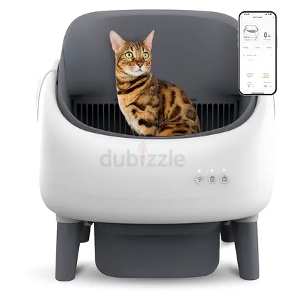 Open-Top Self Cleaning Litter Box, Automatic Litter Box with Dual Safety Sensors, Anti-Pinch Protect