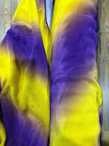 Yellow and Purple Tie-Dye Ribbed fabric full roll