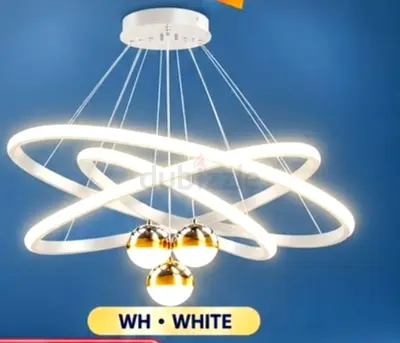 Modern LED Ring Chandelier Pendant Light - White