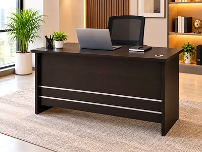 Modern Walnut Office Table 120cm – Single Person Office Desk with 3 Drawers