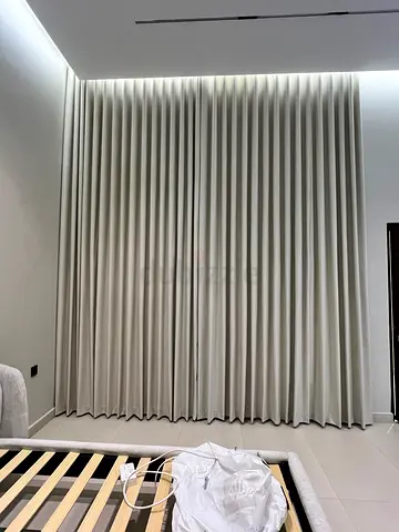 Light grey blackout curtains - like new, full-length panels