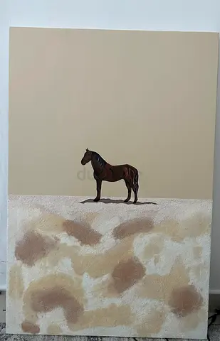 Handmade Horse Painting on Textured Canvas – 90×60 cm 🐎