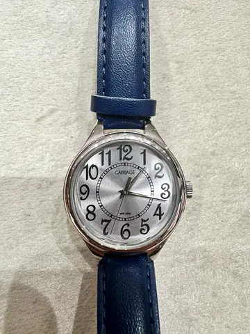 Classic ladies TIMEX analogue with blue leather strap - CARRIAGE collection