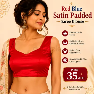 Red Satin Padded Saree Blouse