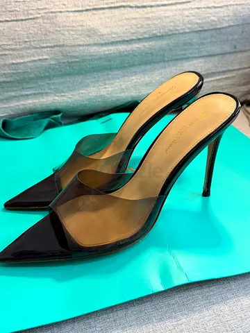 Gianvito Rossi Black patent PVC slingback stiletto heels - size 40