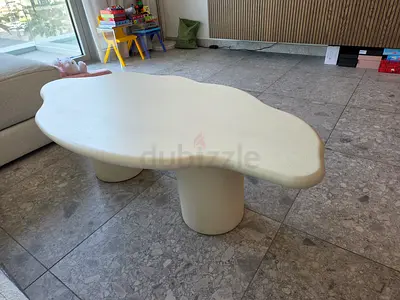 Klekktic microplaster coffee table, off white (130 cm) – AED 2,200