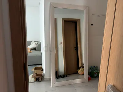 Large Full-Length Wall Mirror with Light Wood Frame