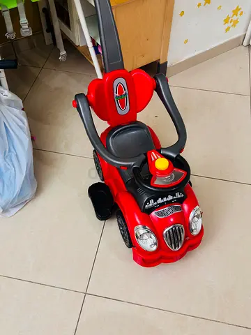 Red Push Ride-On Car with Parental Handle and Safety Bar - Good Condition