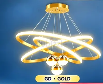 Modern Gold LED Ring Pendant Chandelier with Spherical Accents