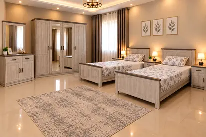 Light Wood Bedroom Set with Wardrobe, Dresser and Nightstands