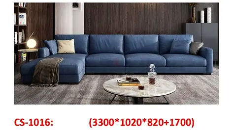 Large Blue L-Shaped Sofa - Modern Sectional (3300x1700mm)