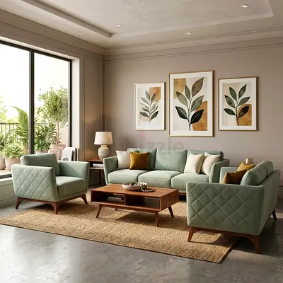 Mid-century Modern 3+2seater Sofa Set with Armchairs and