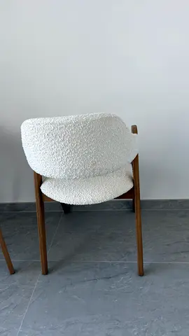 Mid-century style boucle dining chair with wooden frame (set available) two pieces