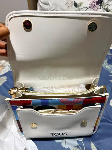 White TOUS small crossbody bag with multicolor trim - good condition